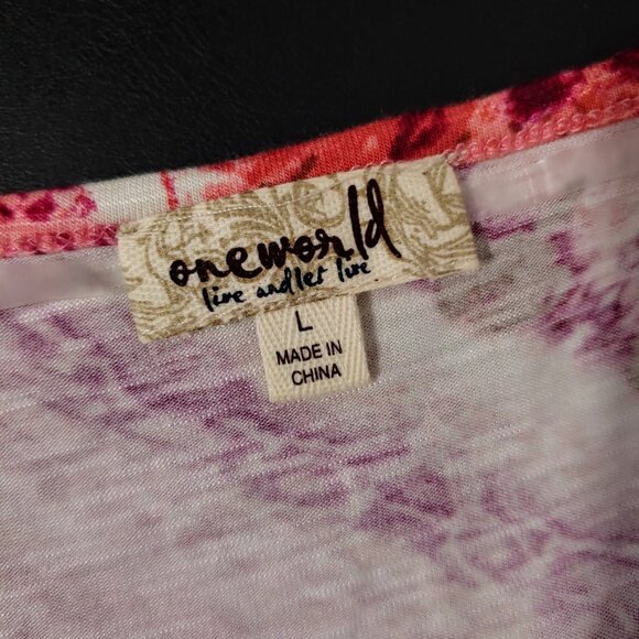 One World V Neck Soft Stretchy Short Sleeve Blouse Large - Picture 6 of 7